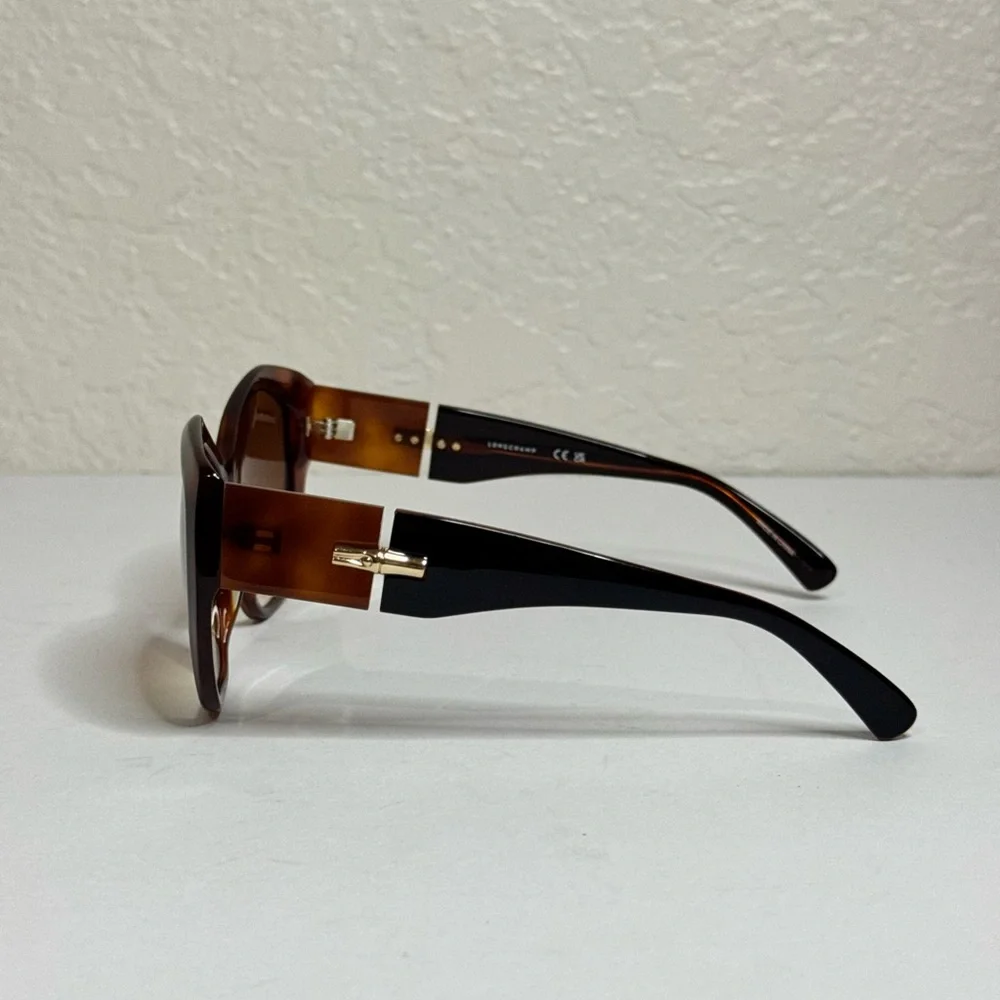 LONGCHAMP LO712S 011 Sunglasses Black Havana Frame Brown Gradient Lenses
